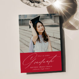 Anúncio Graduação de Foto Vermelha Minimalista Elegante