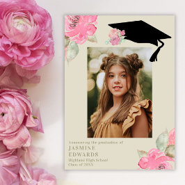 Anúncio Graduação de Fotografia da Moça Floral Rosa