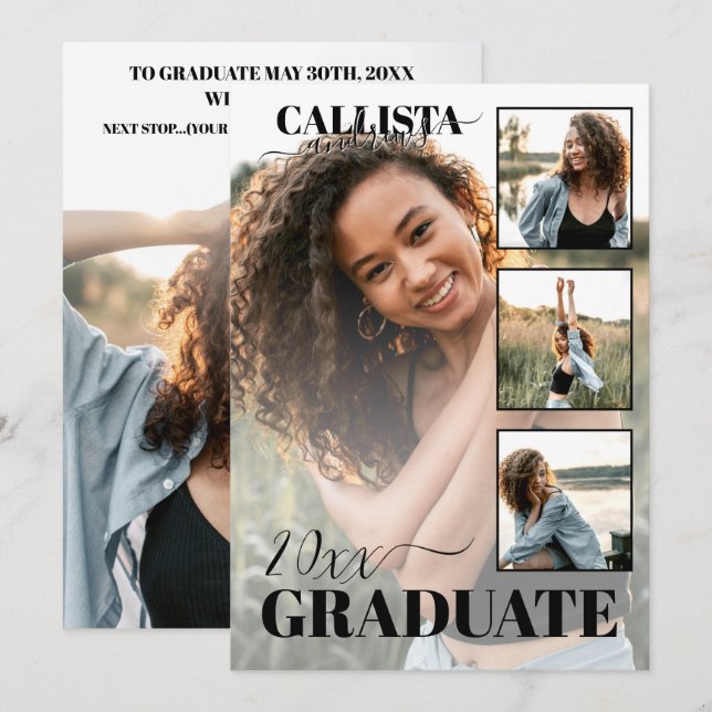 Anúncio Graduação de Fotos Branca Branca Branca Moderna El (Frente/Verso)