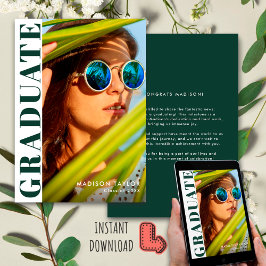 Anúncio Graduação de Fotos Brancas Verde e Esmeralda Moder