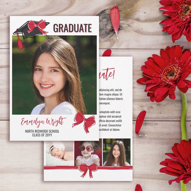 Anúncio Graduação de fotos com Arcos vermelhos giros (Criador carregado)