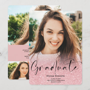 Anúncio Graduação de fotos com mbre de brilho rosa 4