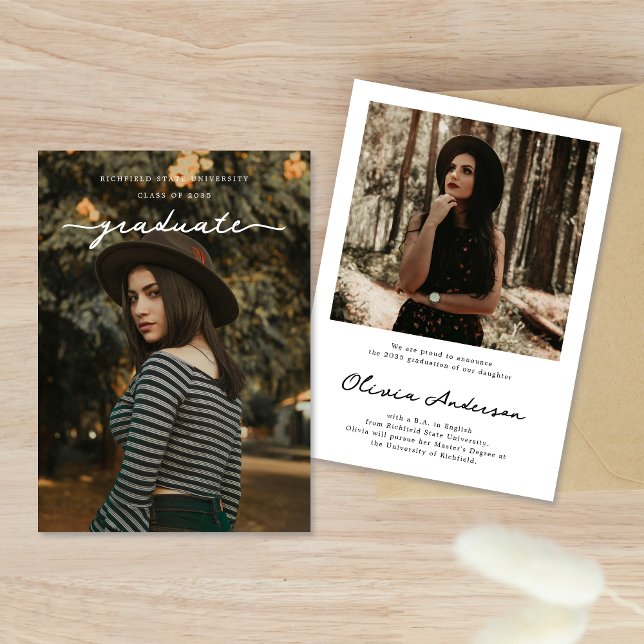 Anúncio Graduação de Fotos com Script de Formando Branco D (Criador carregado)