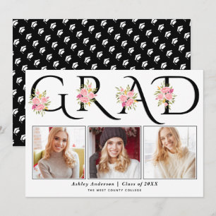 Anúncio Graduação de fotos de rosas rosa com tipografia 