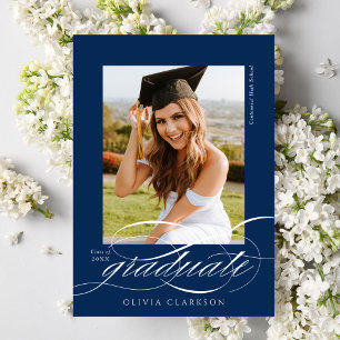 Anúncio Graduação de Fotos de Script Elegante Moderno Azul