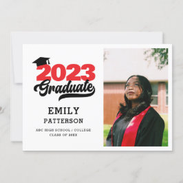 Anúncio Graduação de Fotos de Script Elegante Vermelho Mod