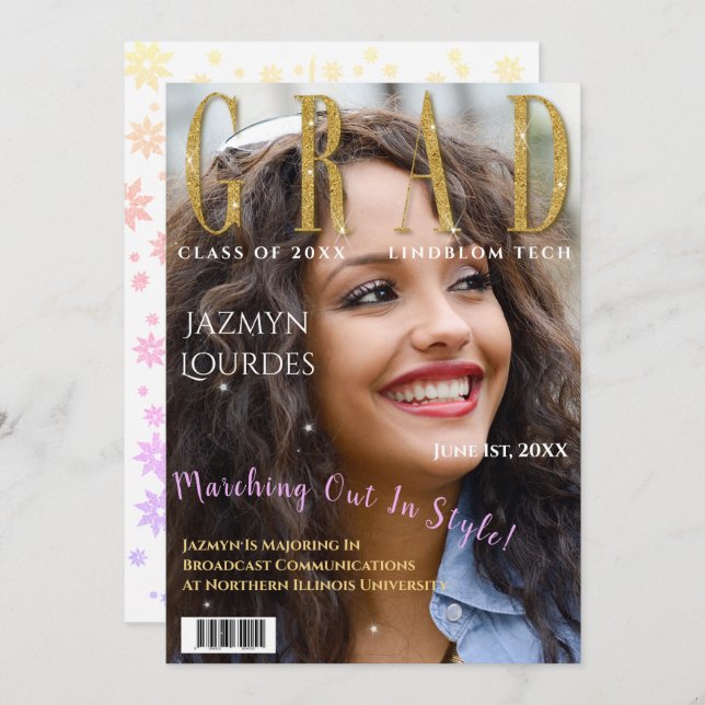 Anúncio Graduação de fotos do Cobrir da Revista formando (Frente/Verso)