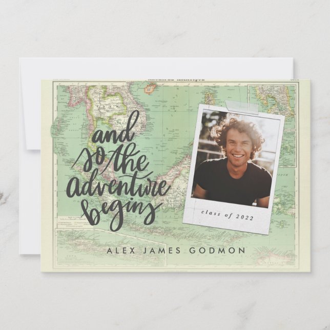 Anúncio Graduação de fotos do mapa de safra Adventure viag (Frente)