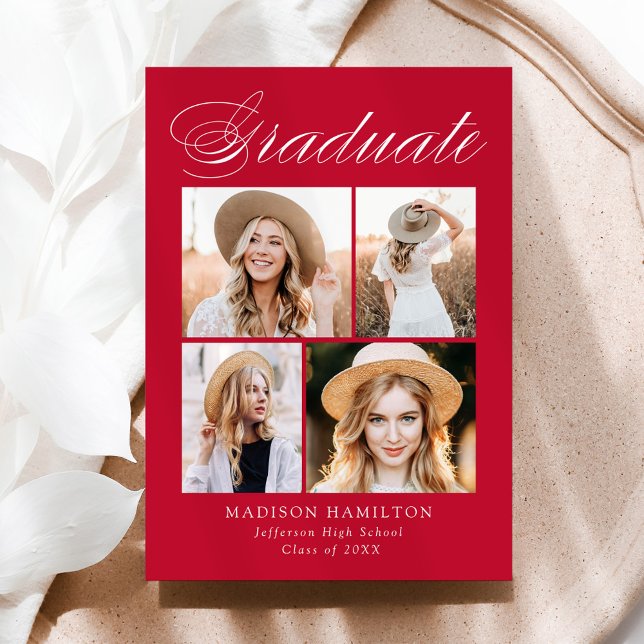 Anúncio Graduação de Fotos Elegante Red 4 (Criador carregado)