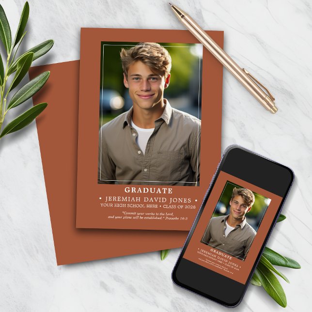 Anúncio Graduação de Fotos Moderna Simples Terracotta Brow (Criador carregado)