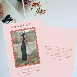 Anúncio Graduação de Fotos Retro Blush & Terracotta Waves