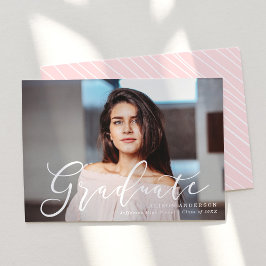 Anúncio Graduação de Fotos Rosa com Script Momentoso