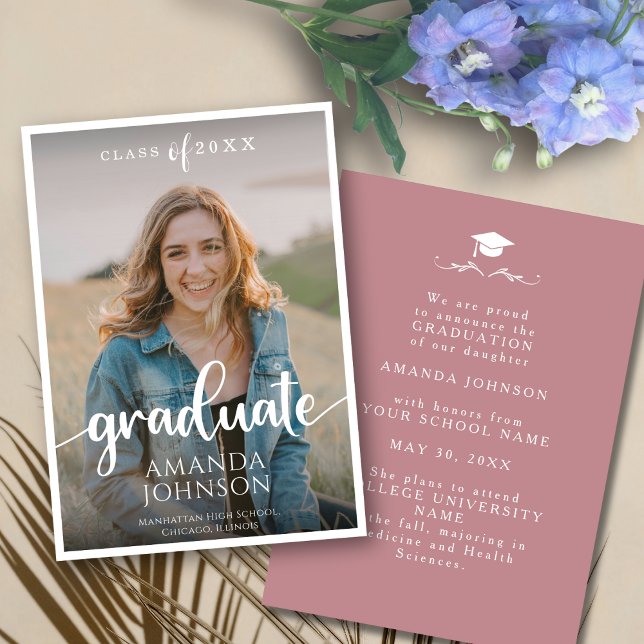 Anúncio Graduação de Fotos Rosa Mudada do Formando de Scri (Criador carregado)