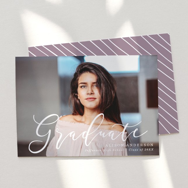 Anúncio Graduação de Fotos Roxo de Script Momentoso (Criador carregado)