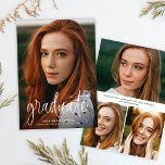 Anúncio Graduação de Fotos Simples com Caligrafia Moderna<br><div class="desc">Orçamento Caligrafia moderna Anúncio simples de graduação de fotos apresenta uma foto grande e sangrada de cheio na frente,  juntamente com duas fotos e seus detalhes de festa de formatura no verso.</div>