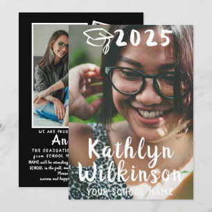 Anúncio Graduação de Fotos Simples de Script Casual Divert