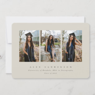 Anúncio Graduação de fotos tripla em bege elegante míni