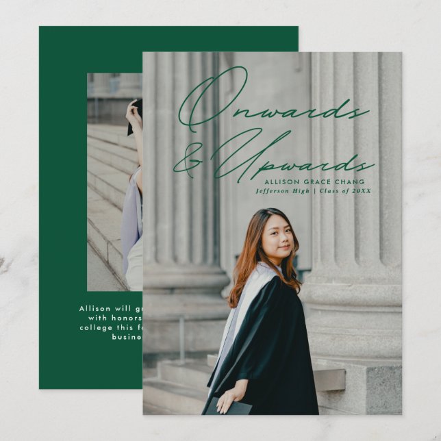 Anúncio Graduação de Fotos Verde em Direção e Superior 2 (Frente/Verso)