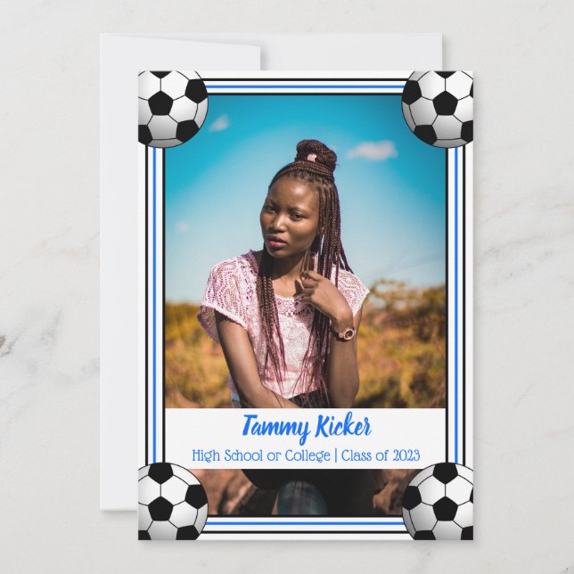 Anúncio Graduação de futebol azul e preto (Frente)