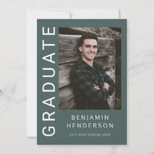 Graduação de Menino com Foto Verde Moderna 