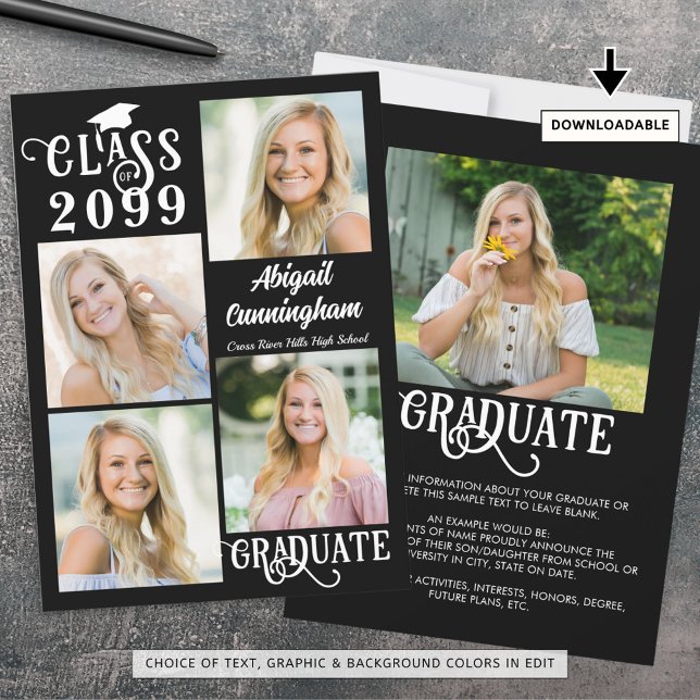 Anúncio Graduação de na moda 5 Fotos Ano de Classe (Criador carregado)