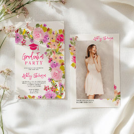 Anúncio Graduação de primavera de rosas rosa boêmicas