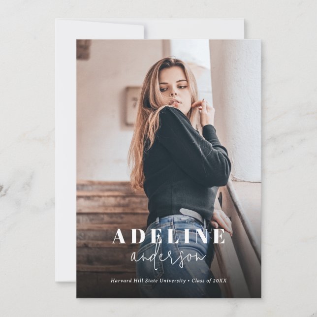 Anúncio Graduação de Script de Colagem de Fotos Preta (Frente)