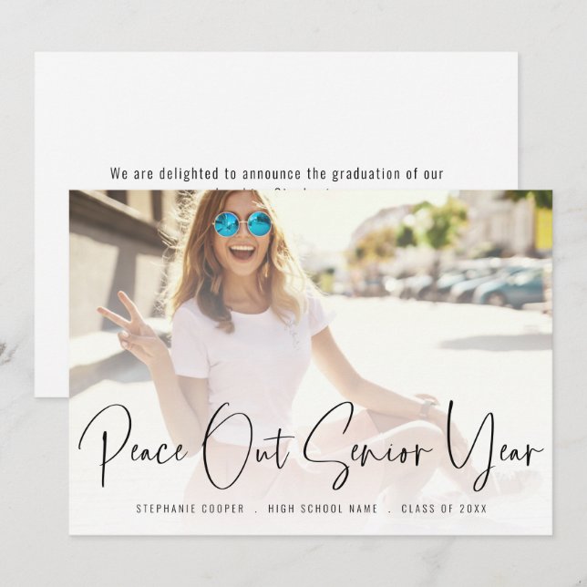 Anúncio Graduação de Script de Foto da Trendy Peace Out (Frente/Verso)