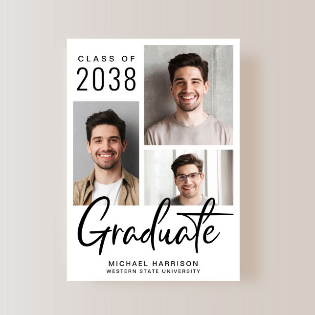 Anúncio Graduação de Script de Foto Moderno 3 (A modern photo graduation announcement to celebrate the graduate's achievements)