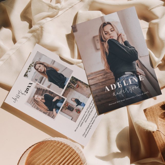 Anúncio Graduação de Script de Na moda de Colagem de Fotos (Criador carregado)