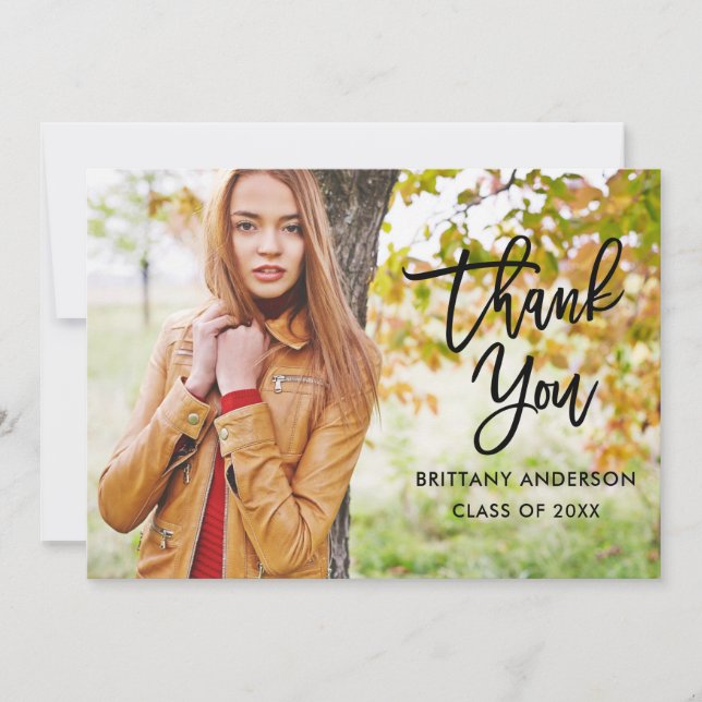 Anúncio Graduação de Script de Pincel Moderno Obrigado Pla (Frente)