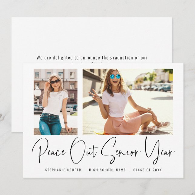 Anúncio Graduação de Script do Modern Peace Out 2 Fotos (Frente/Verso)