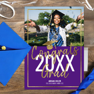 Anúncio Graduação De Script Dourado E Roxo Moderno Chic
