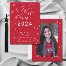 Anúncio Graduação de Sparkle Vermelho e Branco Moderno