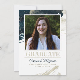 Anúncio Graduação do Abstrato Azul-Dourado Marinho de Chi