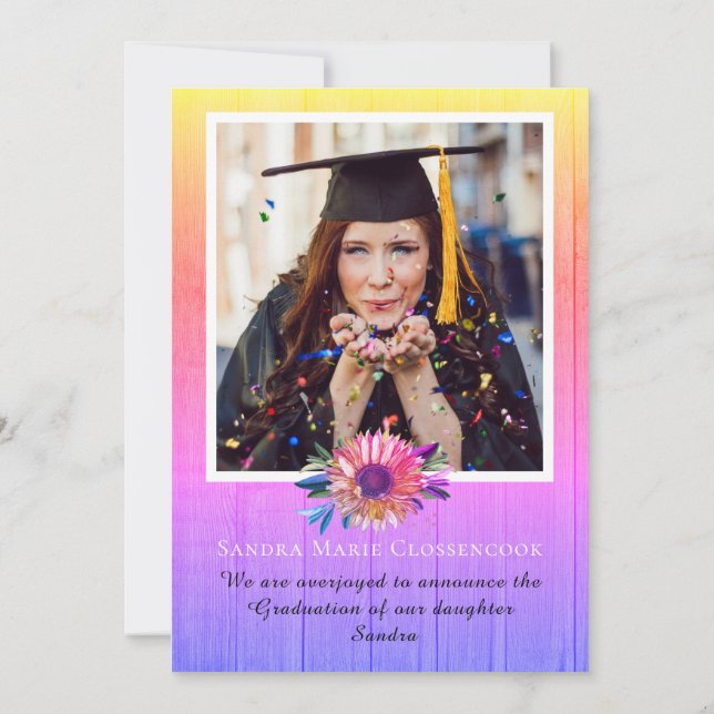 Anúncio Graduação do Arco-Íris com Colagem de Fotos Modern (Verso)