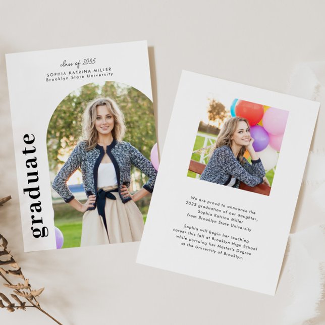 Anúncio Graduação do Formando de Foto do Arch 2 Minimalist (Criador carregado)