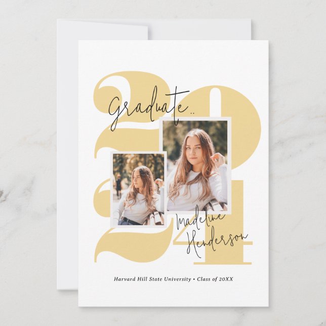 Anúncio Graduação Dourada de Colagem de Fotos de Classe Mo (Frente)
