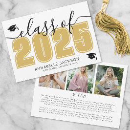 Anúncio Graduação Dourada de Colagem de Fotos de Formando