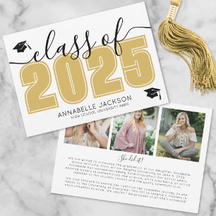 Anúncio Graduação Dourada de Colagem de Fotos de Formando 
