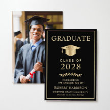 Graduação Dourada de Foto para Faculdade Elegante