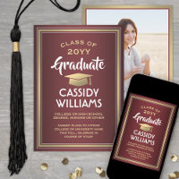Graduação Dourada e Branca de Foto Elegante 1