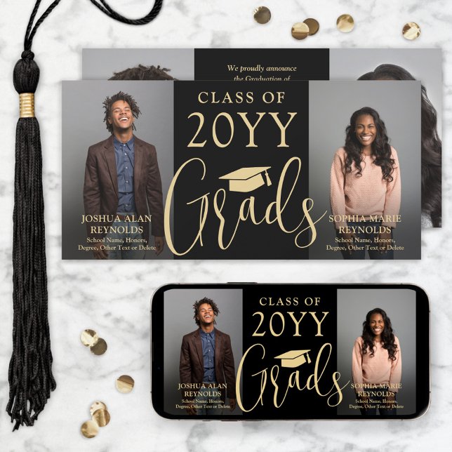 Anúncio Graduação Dupla 2 Formando Foto Conjunta Preta e D (Criador carregado)