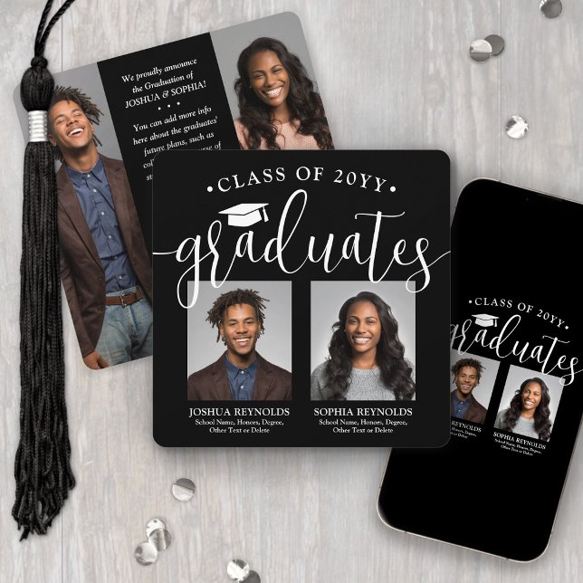 Anúncio Graduação Dupla 2 Formandos e 4 fotos preto e bran (Criador carregado)