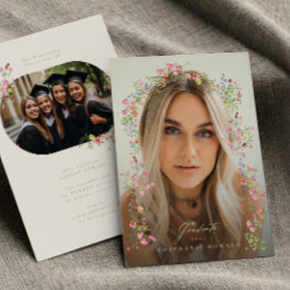 Anúncio graduação elegante do primavera de arco floral