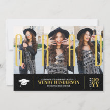 Graduação em preto com colagem de fotos moderna si