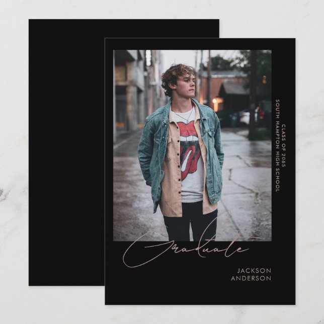 Anúncio Graduação em preto Solo Photo (Frente/Verso)