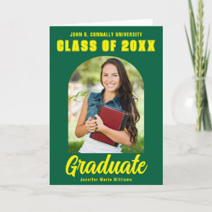 Anúncio Graduação em Verde e Amarelo Foto Arco Negrito Gra