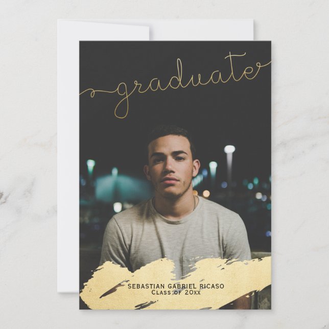 Anúncio Graduação Faux Gold Foil Modern Personalizada (Frente)