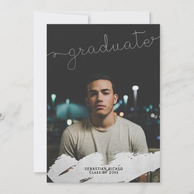 Anúncio Graduação Faux Silver Modern Personalizada (Frente)